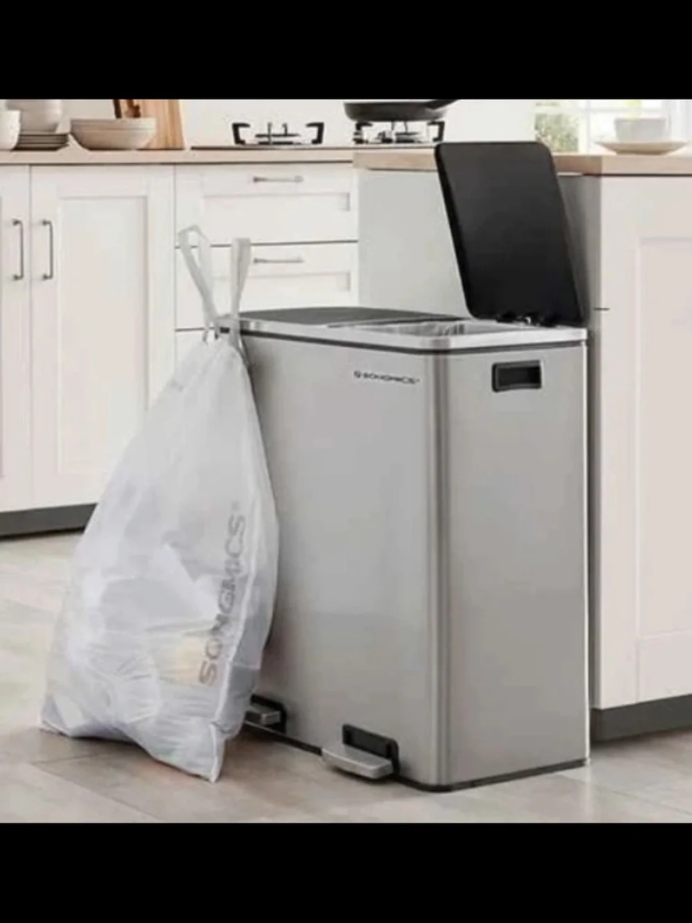 SONGMICS Custom-Fit Drawstring Trash Bags - White